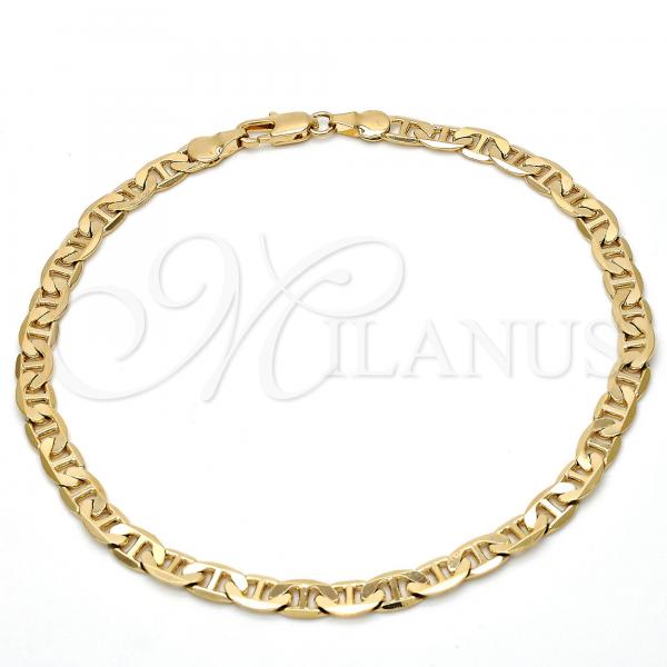 Oro Laminado Basic Anklet, Gold Filled Style Mariner Design, Polished, Golden Finish, 5.222.024.10