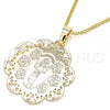 Oro Laminado Pendant Necklace, Gold Filled Style Divino Niño Design, Polished, Golden Finish, 04.106.0049.1.20