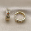 Oro Laminado Huggie Hoop, Gold Filled Style with Multicolor Cubic Zirconia, Polished, Golden Finish, 02.210.0056.15
