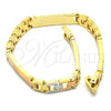 Oro Laminado Solid Bracelet, Gold Filled Style Polished, Tricolor, 03.102.0046.08