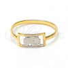 Oro Laminado Baby Ring, Gold Filled Style Elephant Design, Polished, Two Tone, 01.21.0038.04 (Size 4)