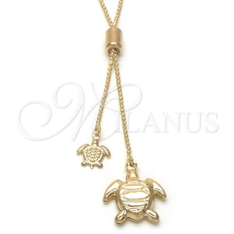 Oro Laminado Pendant Necklace, Gold Filled Style Turtle Design, Polished, Golden Finish, 04.32.0010.5.28