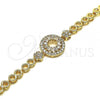 Oro Laminado Fancy Bracelet, Gold Filled Style Flower Design, with White Cubic Zirconia, Polished, Golden Finish, 03.283.0140.07