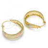 Oro Laminado Medium Hoop, Gold Filled Style Matte Finish, Tricolor, 02.106.0006.1.30