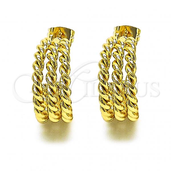 Oro Laminado Small Hoop, Gold Filled Style Rope Design, Polished, Golden Finish, 02.213.0516.20