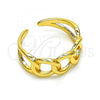 Oro Laminado Multi Stone Ring, Gold Filled Style Curb Design, Polished, Golden Finish, 01.310.0030