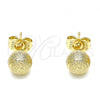 Oro Laminado Stud Earring, Gold Filled Style Matte Finish, Golden Finish, 02.100.0115