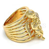 Oro Laminado Multi Stone Ring, Gold Filled Style Angel Design, with White Cubic Zirconia, Polished, Golden Finish, 01.60.0001.09 (Size 9)