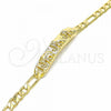 Oro Laminado ID Bracelet, Gold Filled Style Elephant Design, Polished, Golden Finish, 03.351.0019.1.07