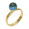 Oro Laminado Multi Stone Ring, Gold Filled Style Ball Design, with Indicolite Swarovski Crystals, Polished, Golden Finish, 01.239.0006.6 (One size fits all)