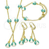Oro Laminado Earring and Pendant Children Set, Gold Filled Style Ladybug Design, with White Crystal, Multicolor Enamel Finish, Golden Finish, 06.60.0005