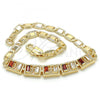 Oro Laminado Fancy Bracelet, Gold Filled Style with Garnet and White Cubic Zirconia, Polished, Golden Finish, 03.63.1995.1.08
