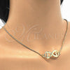 Oro Laminado Pendant Necklace, Gold Filled Style Infinite and Heart Design, Polished, Golden Finish, 04.63.1382.20