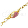 Oro Laminado Fancy Bracelet, Gold Filled Style with Rhodolite Crystal, Polished, Golden Finish, 03.59.0062.09