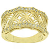 Oro Laminado Multi Stone Ring, Gold Filled Style Flower Design, with White Micro Pave, Polished, Golden Finish, 5.166.005.06 (Size 6)