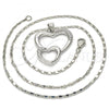 Rhodium Plated Pendant Necklace, Heart Design, with White Cubic Zirconia, Polished, Rhodium Finish, 04.99.0037.1.18