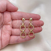 Oro Laminado Long Earring, Gold Filled Style Rolo and Twist Design, Polished, Golden Finish, 02.415.0001