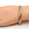 Oro Laminado Basic Bracelet, Gold Filled Style Concave Cuban Design, Polished, Golden Finish, 5.223.002.08