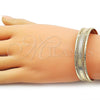 Oro Laminado Individual Bangle, Gold Filled Style Greek Key Design, Diamond Cutting Finish, Golden Finish, 07.170.0052