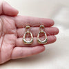 Oro Laminado Stud Earring, Gold Filled Style Polished, Tricolor, 02.170.0562.1