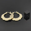 Oro Laminado Medium Hoop, Gold Filled Style Flower Design, Diamond Cutting Finish, Golden Finish, 96.001