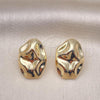 Oro Laminado Stud Earring, Gold Filled Style Chunky Design, Polished, Golden Finish, 02.385.0052