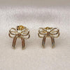 Oro Laminado Stud Earring, Gold Filled Style Bow Design, Polished, Golden Finish, 02.60.0162