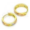 Oro Laminado Huggie Hoop, Gold Filled Style Diamond Cutting Finish, Tricolor, 02.26.0210.15