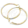 Oro Laminado Extra Large Hoop, Gold Filled Style Hollow Design, Diamond Cutting Finish, Tricolor, 02.170.0250.70