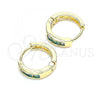 Oro Laminado Huggie Hoop, Gold Filled Style with Aqua Blue Cubic Zirconia, Polished, Golden Finish, 02.210.0644.2.12