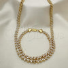 Oro Laminado Necklace and Bracelet, Gold Filled Style with White Cubic Zirconia, Polished, Golden Finish, 06.284.0013