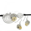 Oro Laminado Necklace and Earring, Gold Filled Style Spiral and Leaf Design, with White Crystal, Polished, Two Tone, 06.59.0109