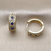Oro Laminado Huggie Hoop, Gold Filled Style with Sapphire Blue Cubic Zirconia and White Micro Pave, Polished, Golden Finish, 02.210.0056.13.15