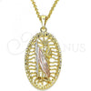 Oro Laminado Religious Pendant, Gold Filled Style San Judas Design, Polished, Tricolor, 05.351.0021