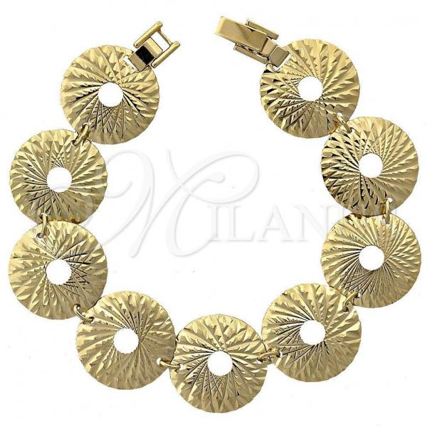 Oro Laminado Fancy Bracelet, Gold Filled Style Diamond Cutting Finish, Golden Finish, 5.018.006