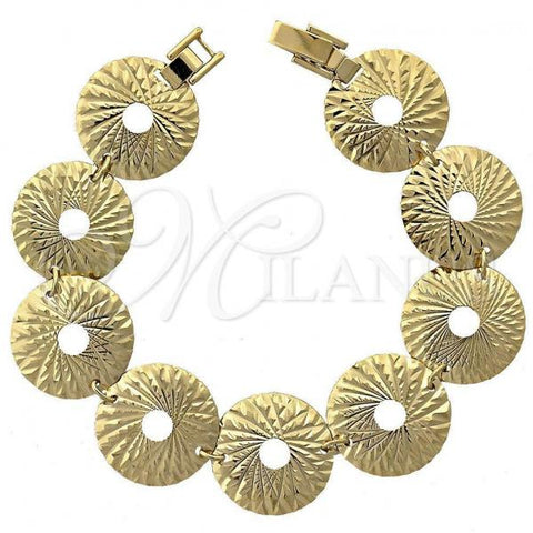 Oro Laminado Fancy Bracelet, Gold Filled Style Diamond Cutting Finish, Golden Finish, 5.018.006