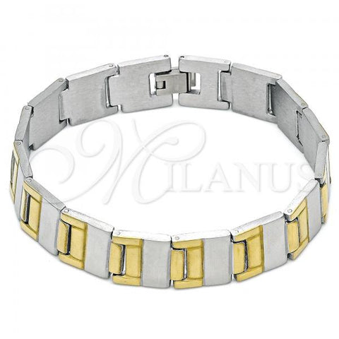 Stainless Steel Solid Bracelet, Polished, Two Tone, 03.114.0284.1.08