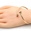 Oro Laminado Individual Bangle, Gold Filled Style Butterfly Design, with Garnet and Pink Cubic Zirconia, Polished, Golden Finish, 07.193.0018 (04 MM Thickness, One size fits all)