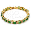 Oro Laminado Tennis Bracelet, Gold Filled Style Cluster Design, with Green and White Cubic Zirconia, Polished, Golden Finish, 03.206.0004.3.07