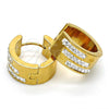Stainless Steel Huggie Hoop, with White Cubic Zirconia, Polished, Golden Finish, 02.230.0011.20