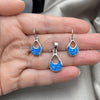 Sterling Silver Earring and Pendant Adult Set, Teardrop Design, with Bermuda Blue Opal, Polished, Silver Finish, 10.391.0010