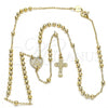 Oro Laminado Thin Rosary, Gold Filled Style Caridad del Cobre and Crucifix Design, Polished, Golden Finish, 09.118.0010.18