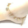Oro Laminado Charm Anklet , Gold Filled Style Butterfly and Paperclip Design, Polished, Golden Finish, 03.372.0025.10