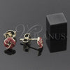 Oro Laminado Stud Earring, Gold Filled Style Love Knot Design, Red Enamel Finish, Golden Finish, 5.126.003 *PROMO*