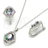 Sterling Silver Earring and Pendant Adult Set, with  Cubic Zirconia and White Micro Pave, Polished, Rhodium Finish, 10.186.0024