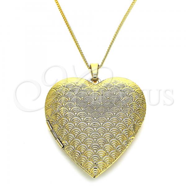 Oro Laminado Pendant Necklace, Gold Filled Style Heart Design, Polished, Golden Finish, 04.117.0002.20