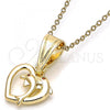 Oro Laminado Fancy Pendant, Gold Filled Style Heart and Dolphin Design, with Garnet Cubic Zirconia, Polished, Golden Finish, 05.120.0093