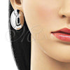 Rhodium Plated Stud Earring, Hollow Design, Polished, Rhodium Finish, 02.411.0040.1