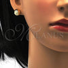 Oro Laminado Stud Earring, Gold Filled Style Diamond Cutting Finish, Golden Finish, 02.100.0054