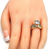 Oro Laminado Multi Stone Ring, Gold Filled Style with White Cubic Zirconia, Polished, Golden Finish, 01.284.0013.07 (Size 7)
